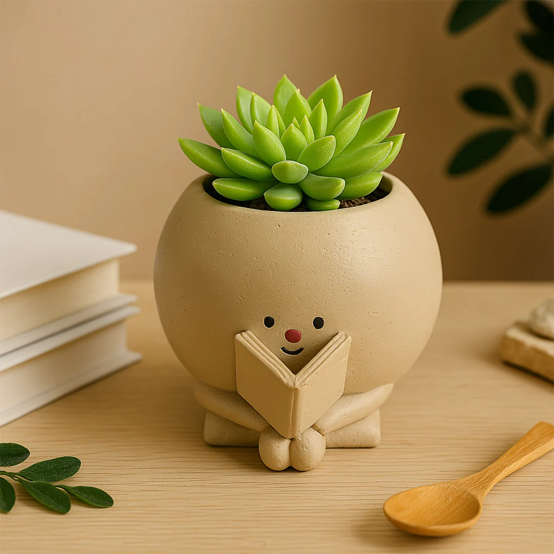 Cute Character Reading Planter - Image 5