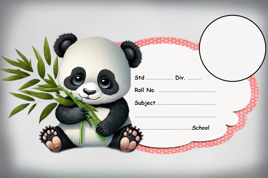 Cute Panda Personalized  Notebook Name Slips | 12x18" Sheet with 36 Labels