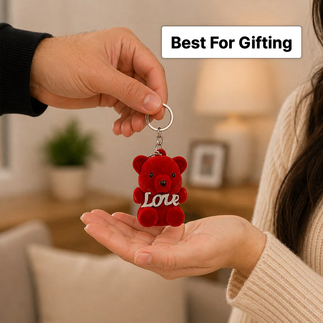 Cute Teddy Bear Love Keychain – Adorable Soft Plush Bag Charm Gift for Girls & Couples - Image 5