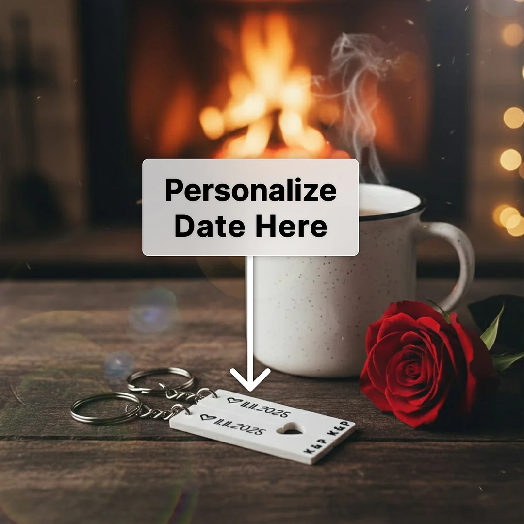 Date & Initials Keychain for Couples - Image 2