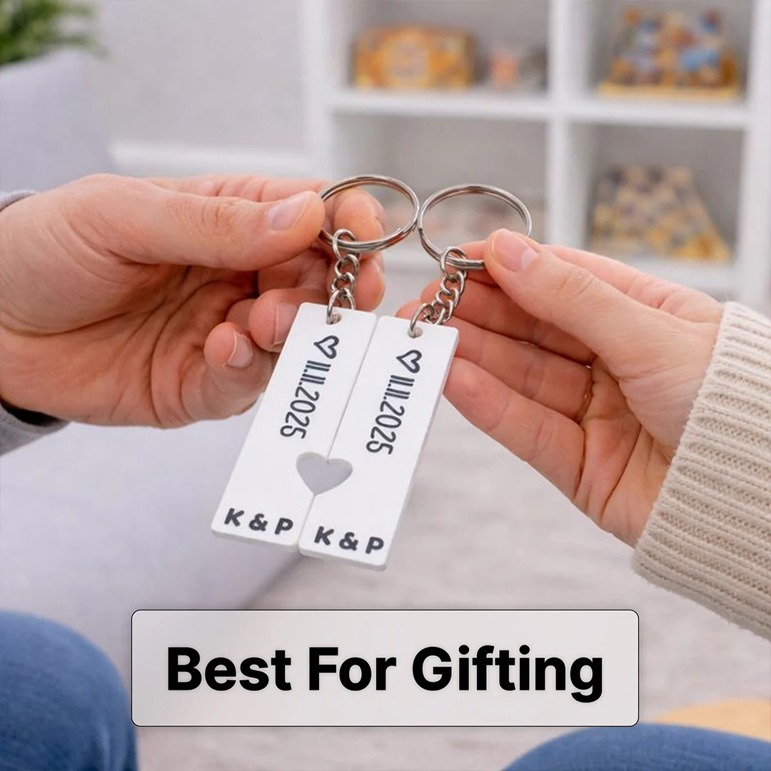 Date & Initials Keychain for Couples - Image 3