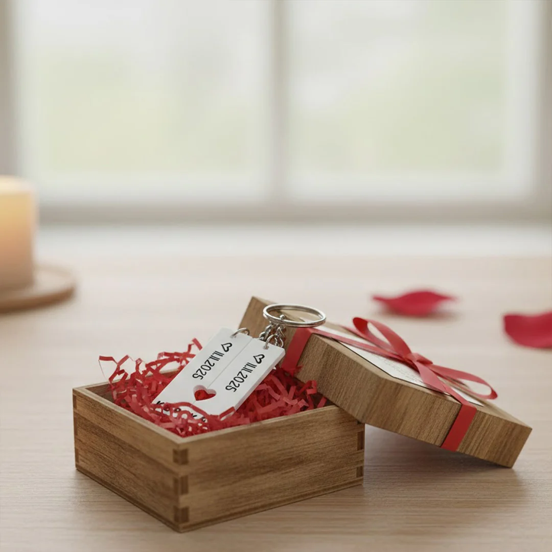Date & Initials Keychain for Couples - Image 5