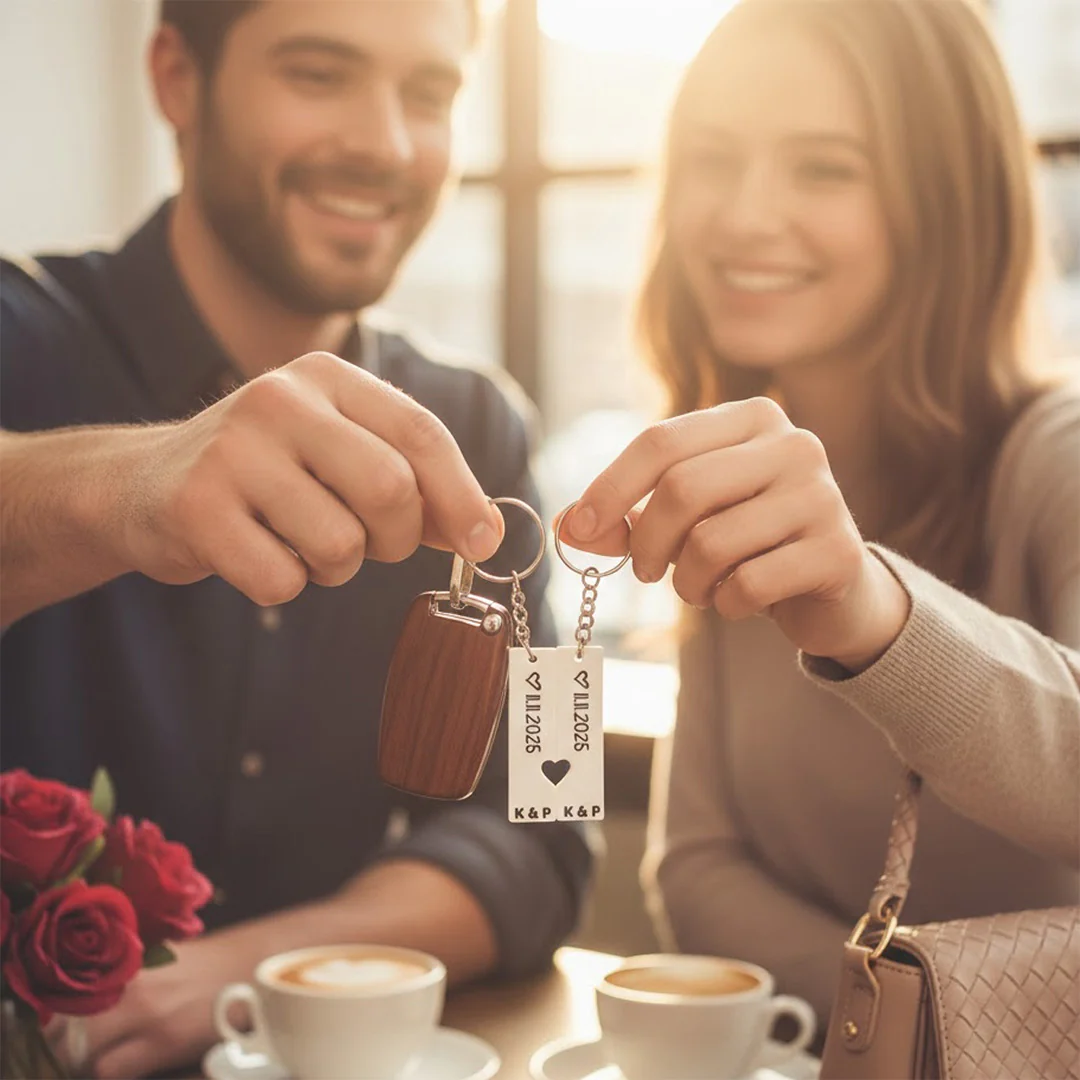 Date & Initials Keychain for Couples - Image 6