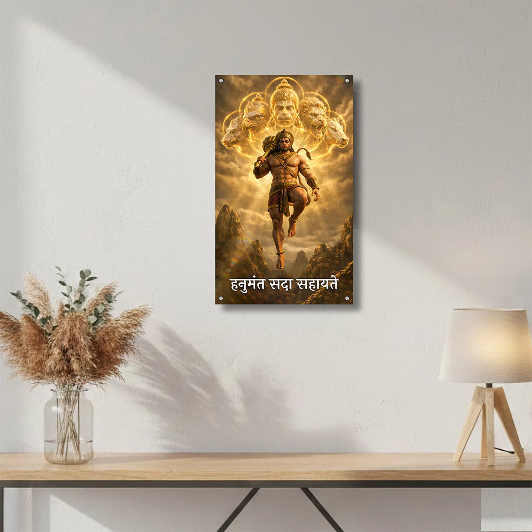 Divine Lord Hanuman Acrylic Wall Frame (9×15”)