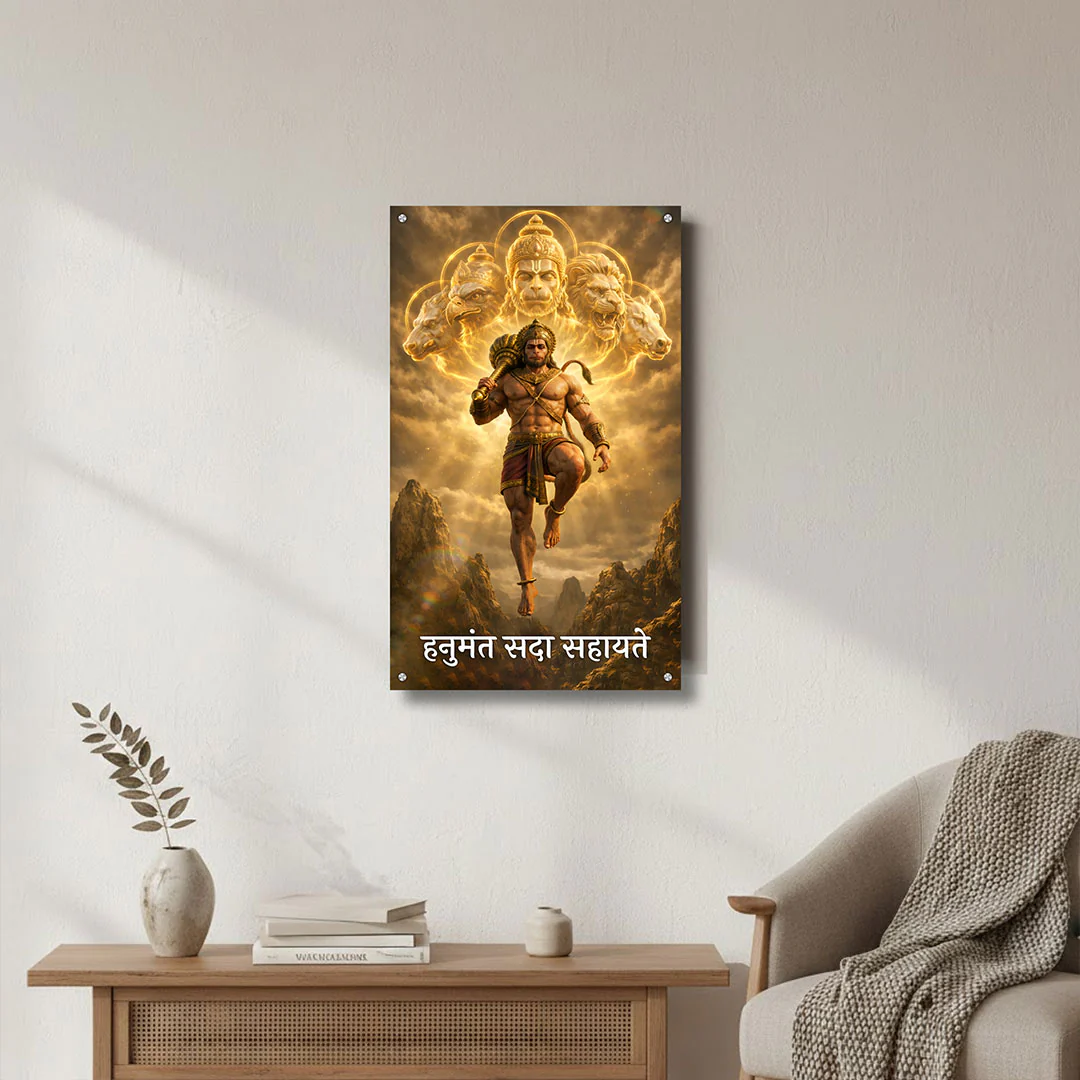 Divine Lord Hanuman Acrylic Wall Frame (9×15”) - Image 5