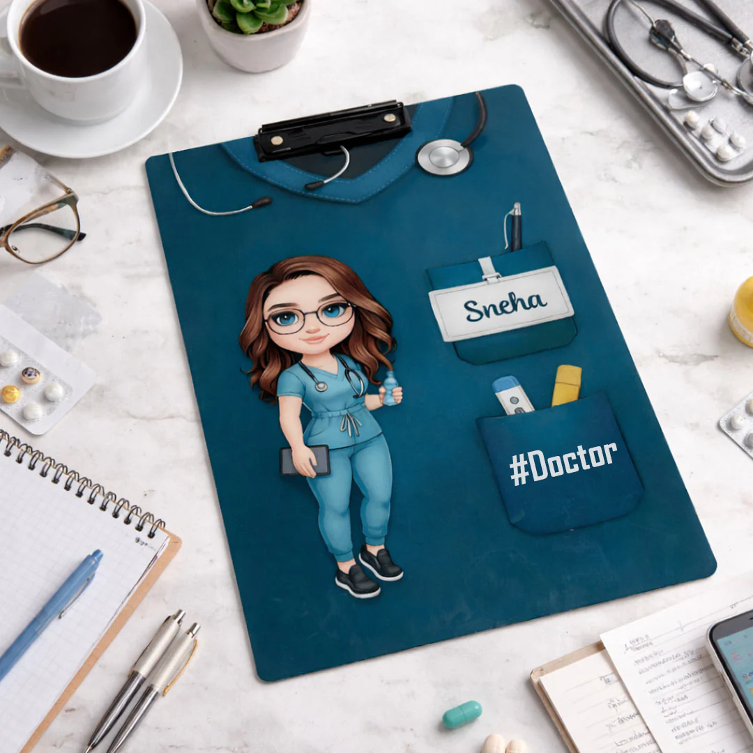 Doctor Exam Board – Personalized Name Cartoon Clipboard