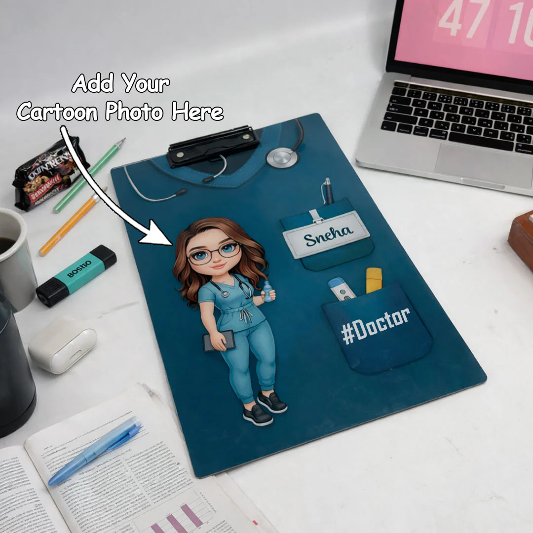 Doctor Exam Board – Personalized Name Cartoon Clipboard - Image 2