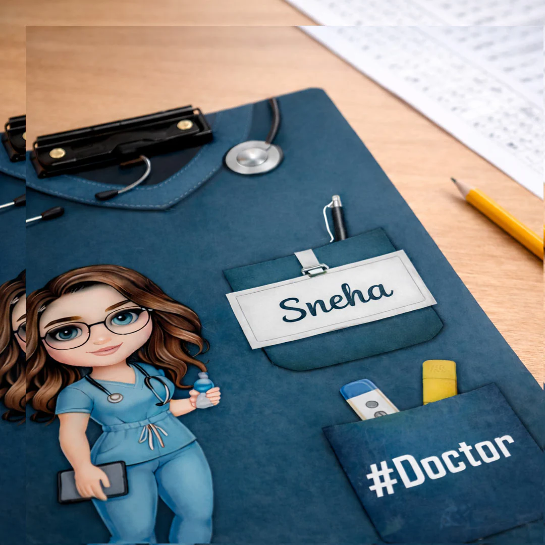 Doctor Exam Board – Personalized Name Cartoon Clipboard - Image 3