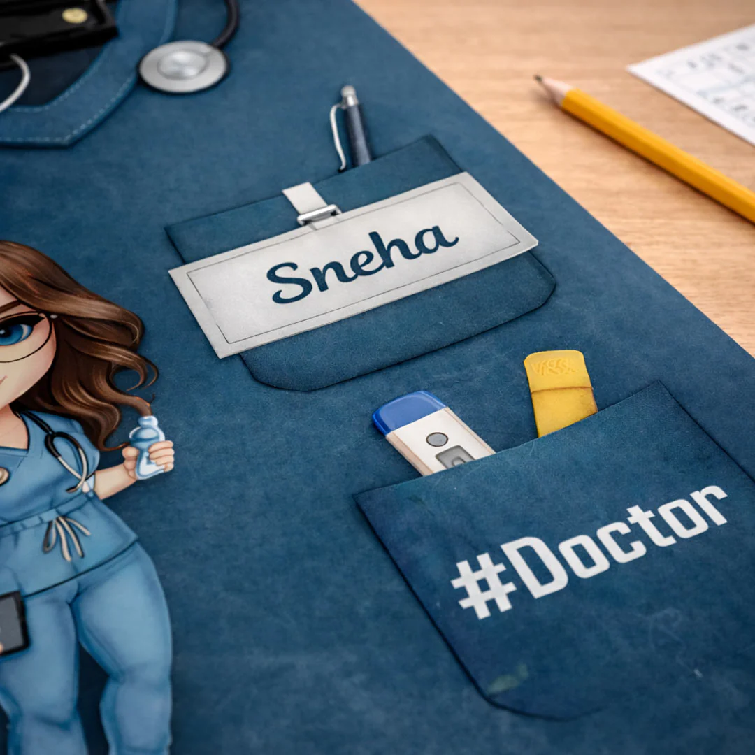 Doctor Exam Board – Personalized Name Cartoon Clipboard - Image 5
