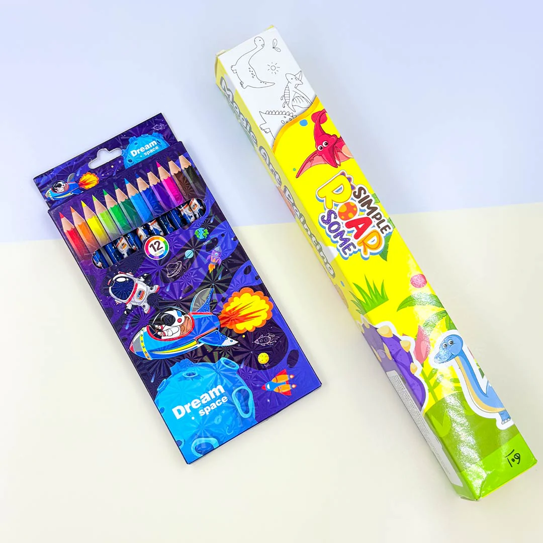 Drawing Paper Graffiti Scroll With Custom 12 Colorful Pencils Set - Image 2