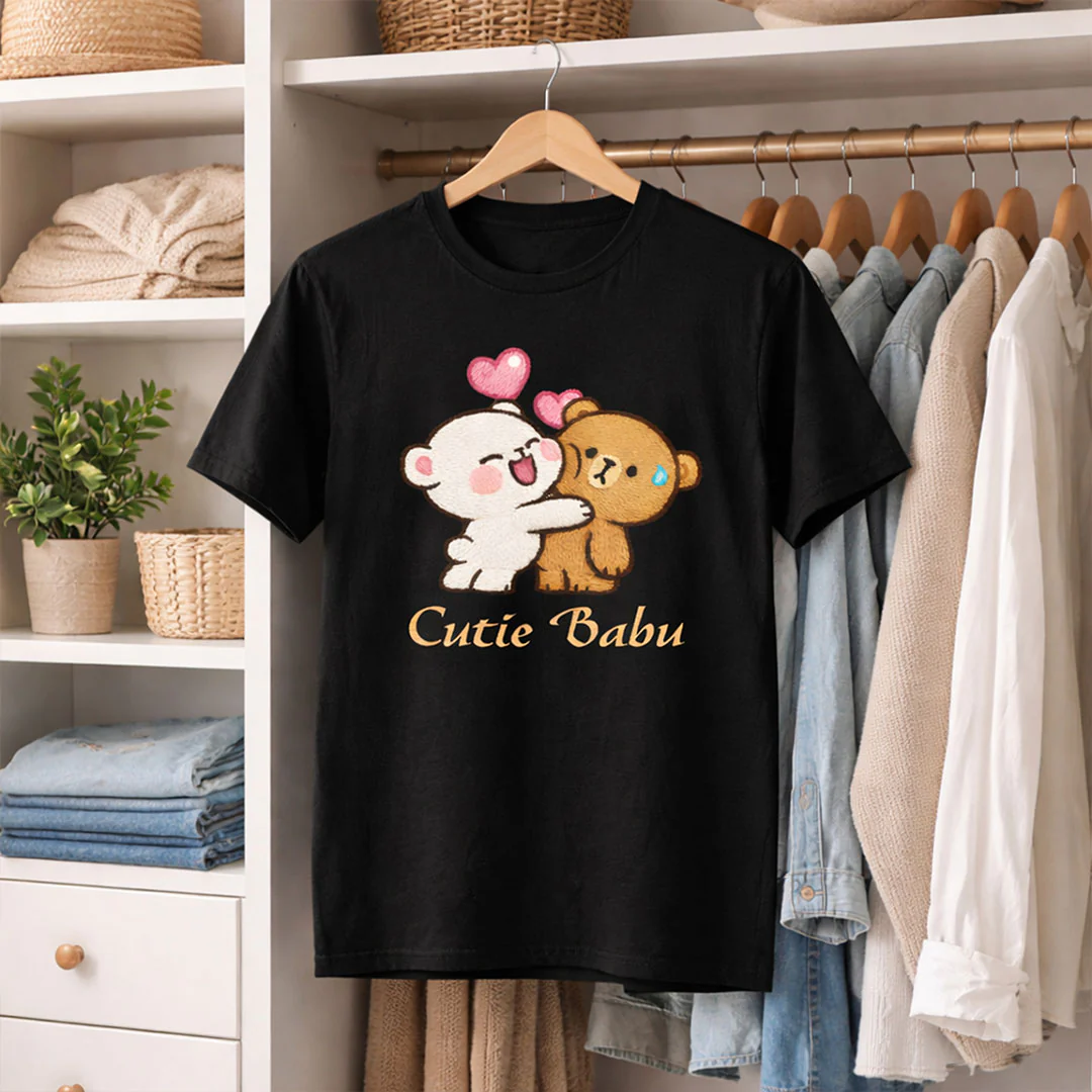 Dugu Bugu Cutie Babu Graphic Print Black T-Shirt - Image 3
