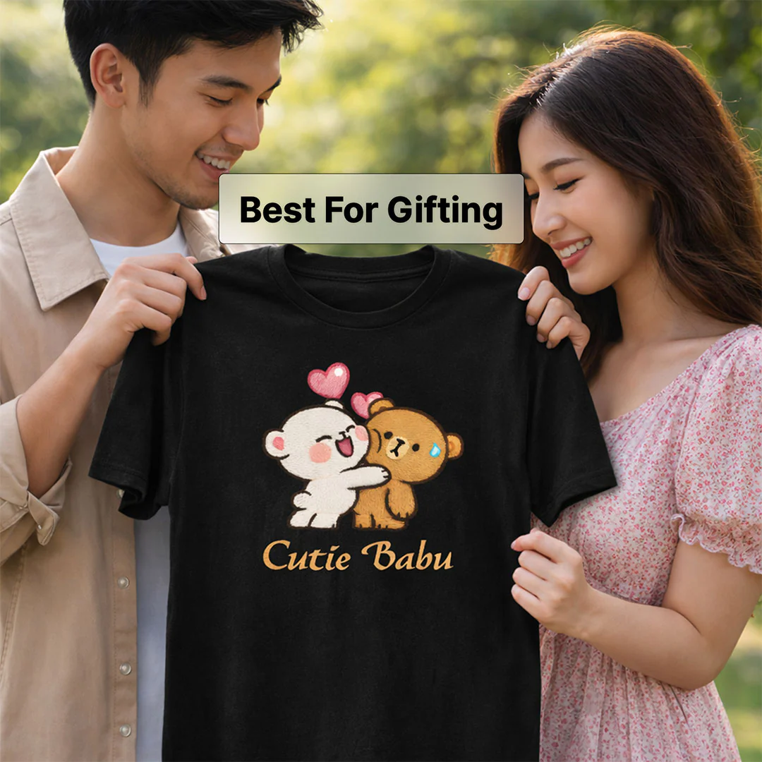 Dugu Bugu Cutie Babu Graphic Print Black T-Shirt - Image 6