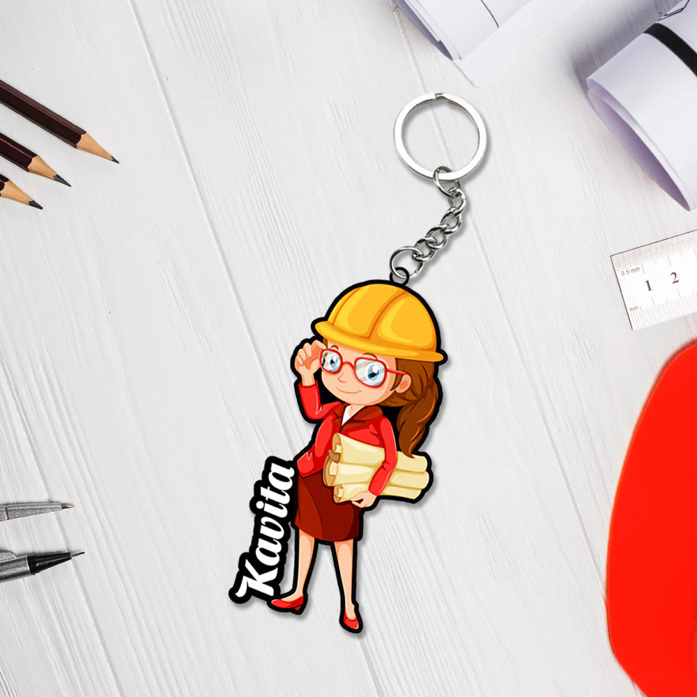Engineer Keychain For Women With Name