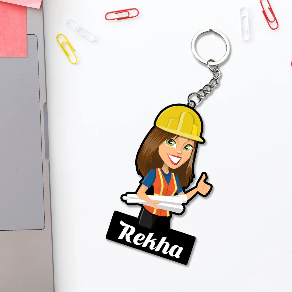 Engineer Keychain For Women With Name - Image 3