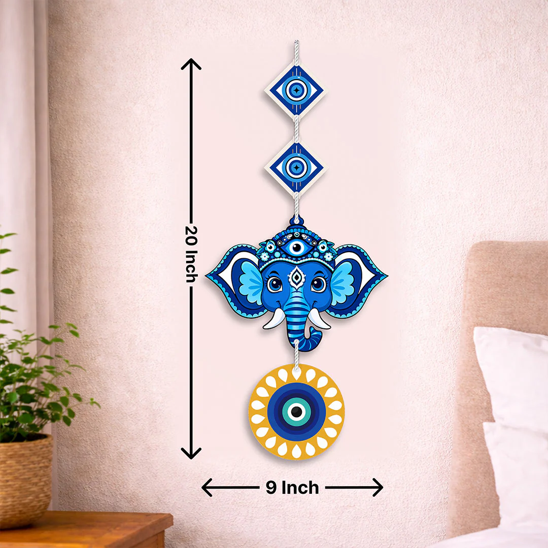 Evil Eye Elephant Wall Hanger- Nazar Protection(20x9") - Image 2