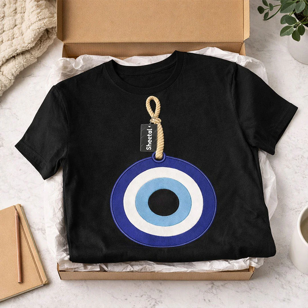 Evil Eye Protection Graphic Print Black T-Shirt - Image 3