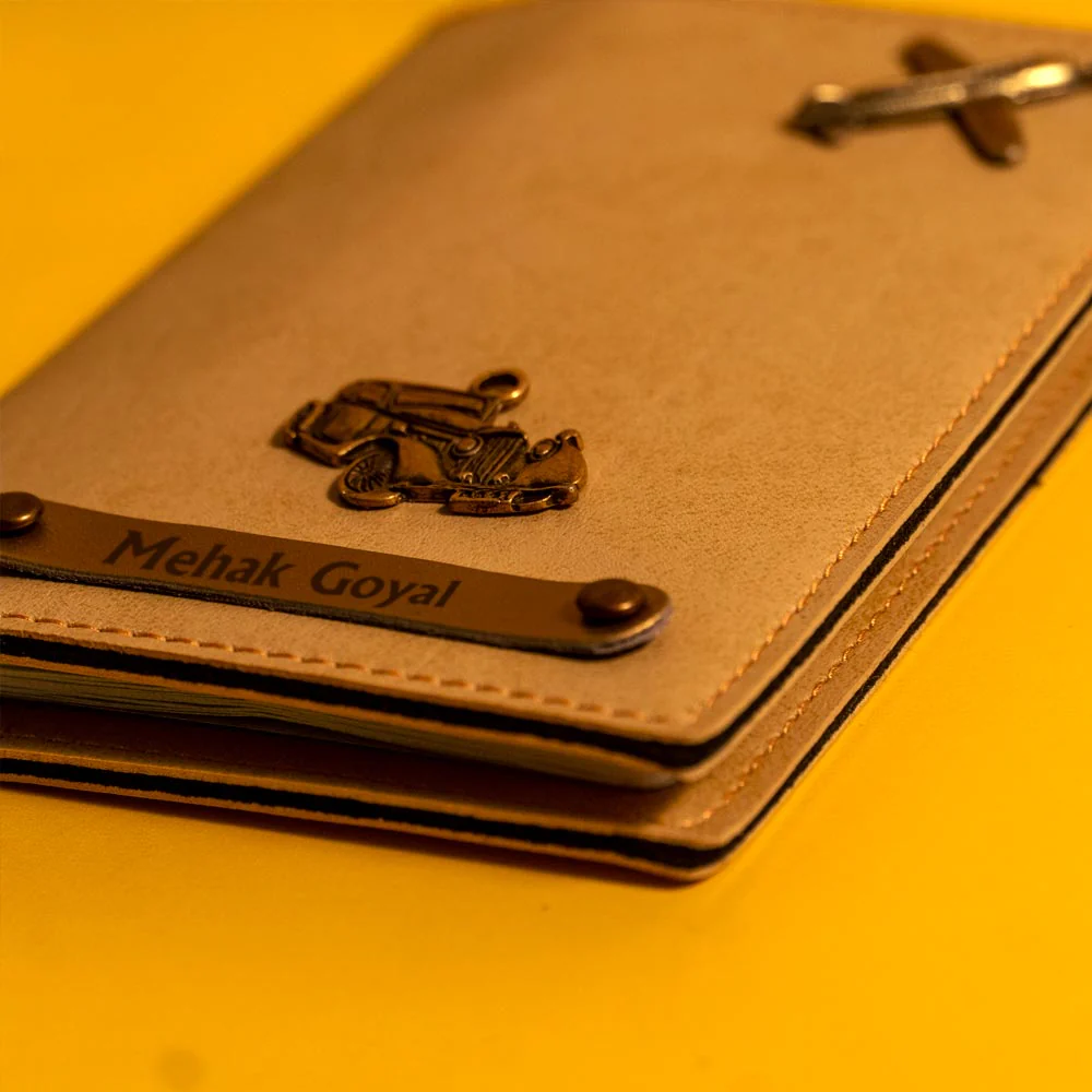 Personalized Leather Passport Cover With Name & Charm - Beige - Image 3
