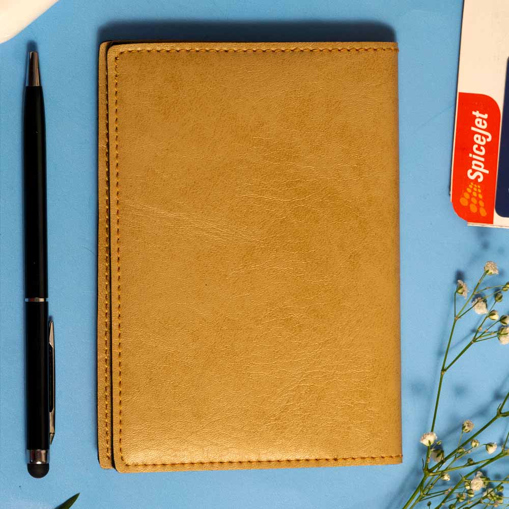 Personalized Leather Passport Cover With Name & Charm - Beige - Image 4