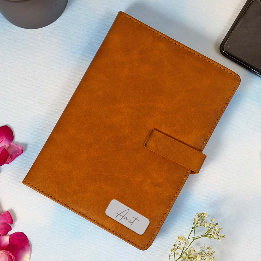 Exclusive Diary With Flip Strap Closure - Brown