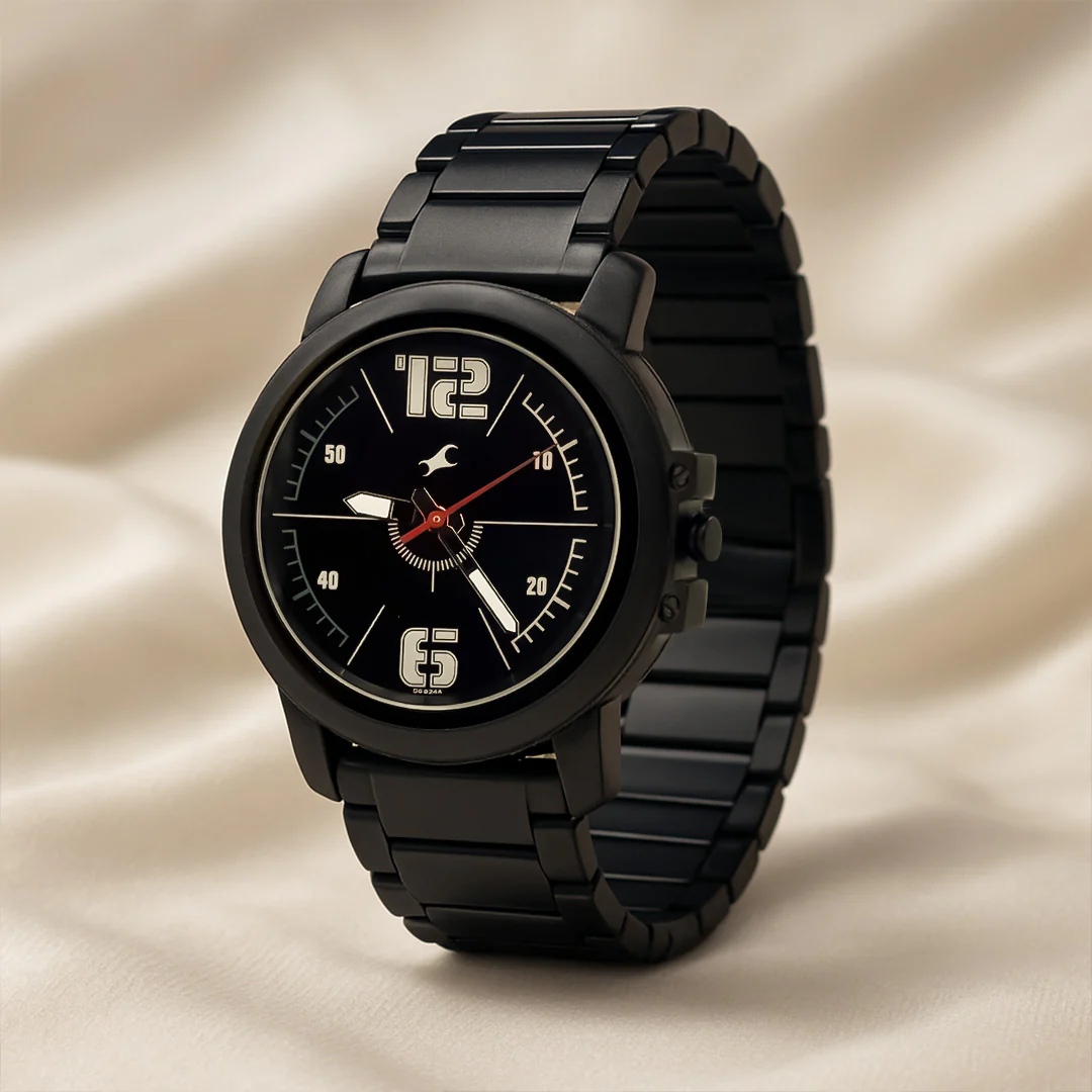 Fastrack Black Sporty Dial Watch with Personalized Gift Box - Image 2