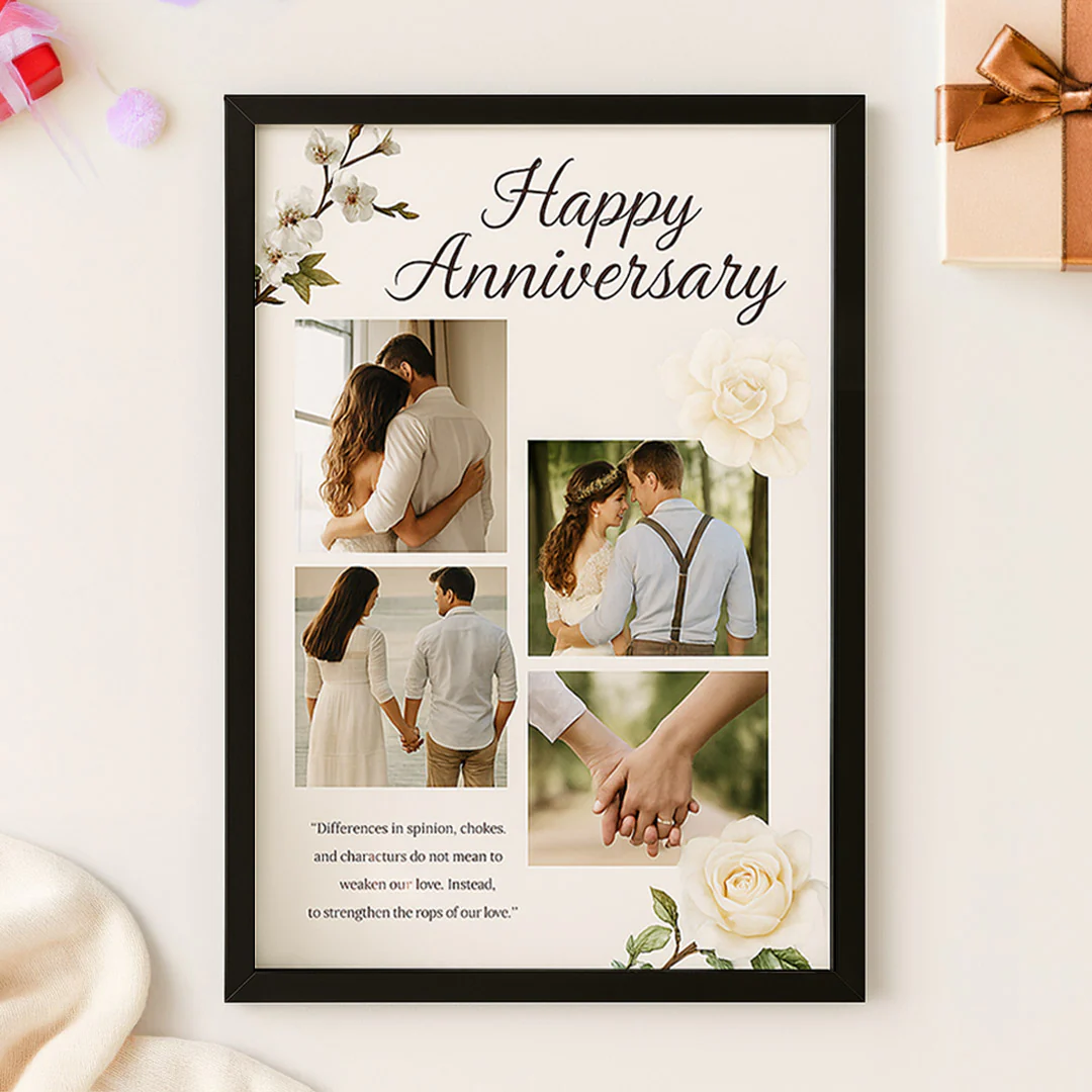 Floral Anniversary Photo Collage Frame