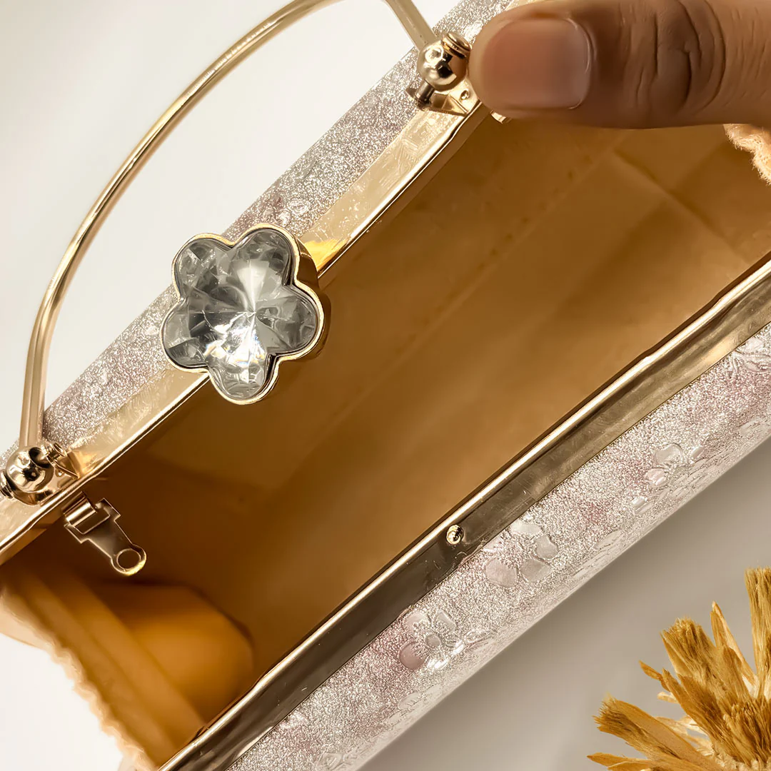 Floral Party Clutch with Crystal Knob - Image 3