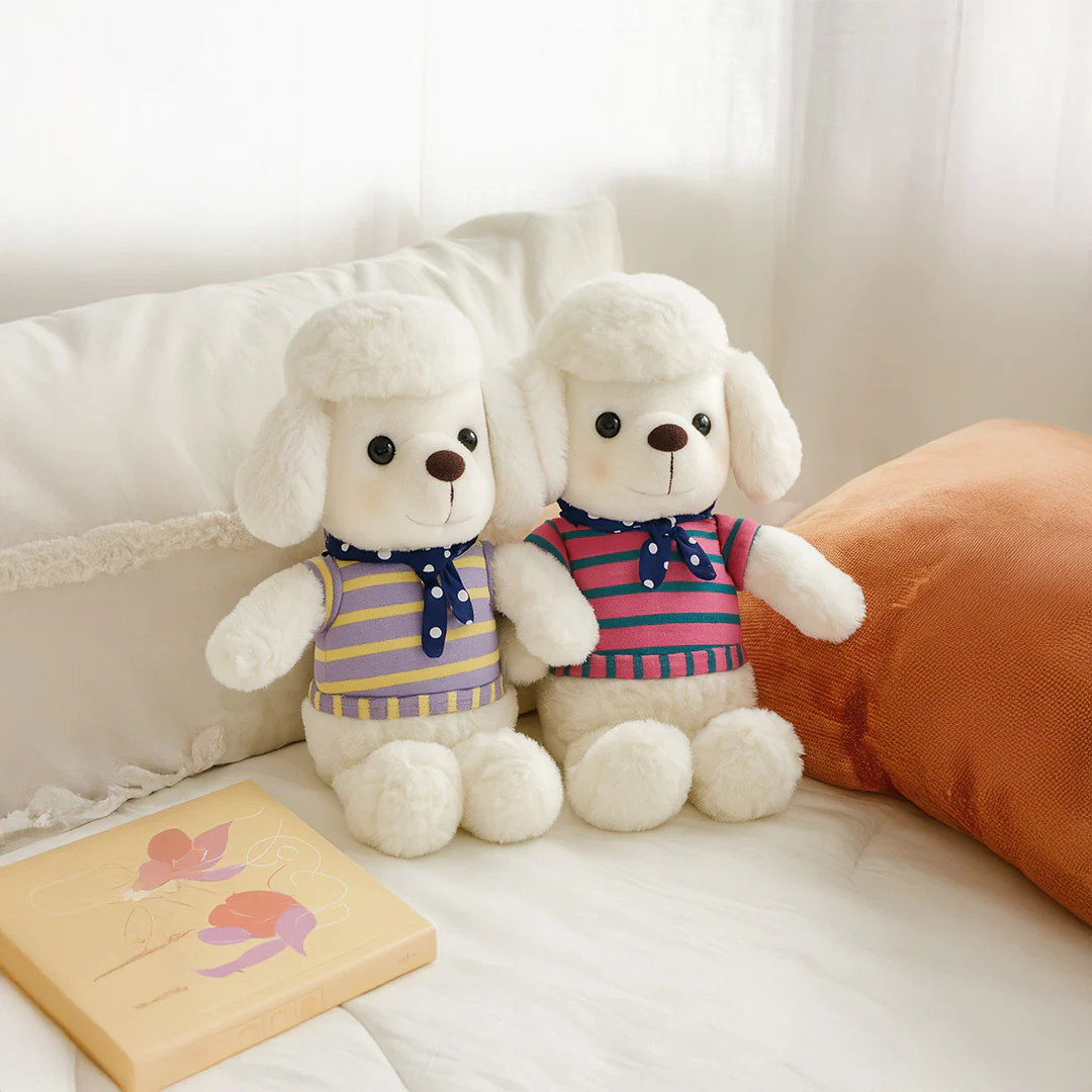 Fluffy Puppy Plush Toy with Shirt & Scarf - Image 2
