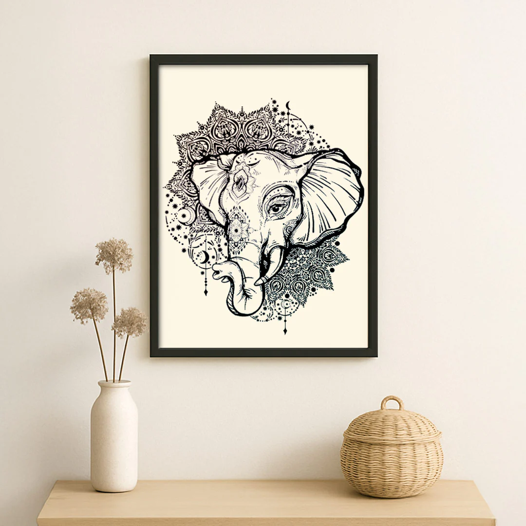 Ganesh Mandala Inspired Elephant Wall Frame