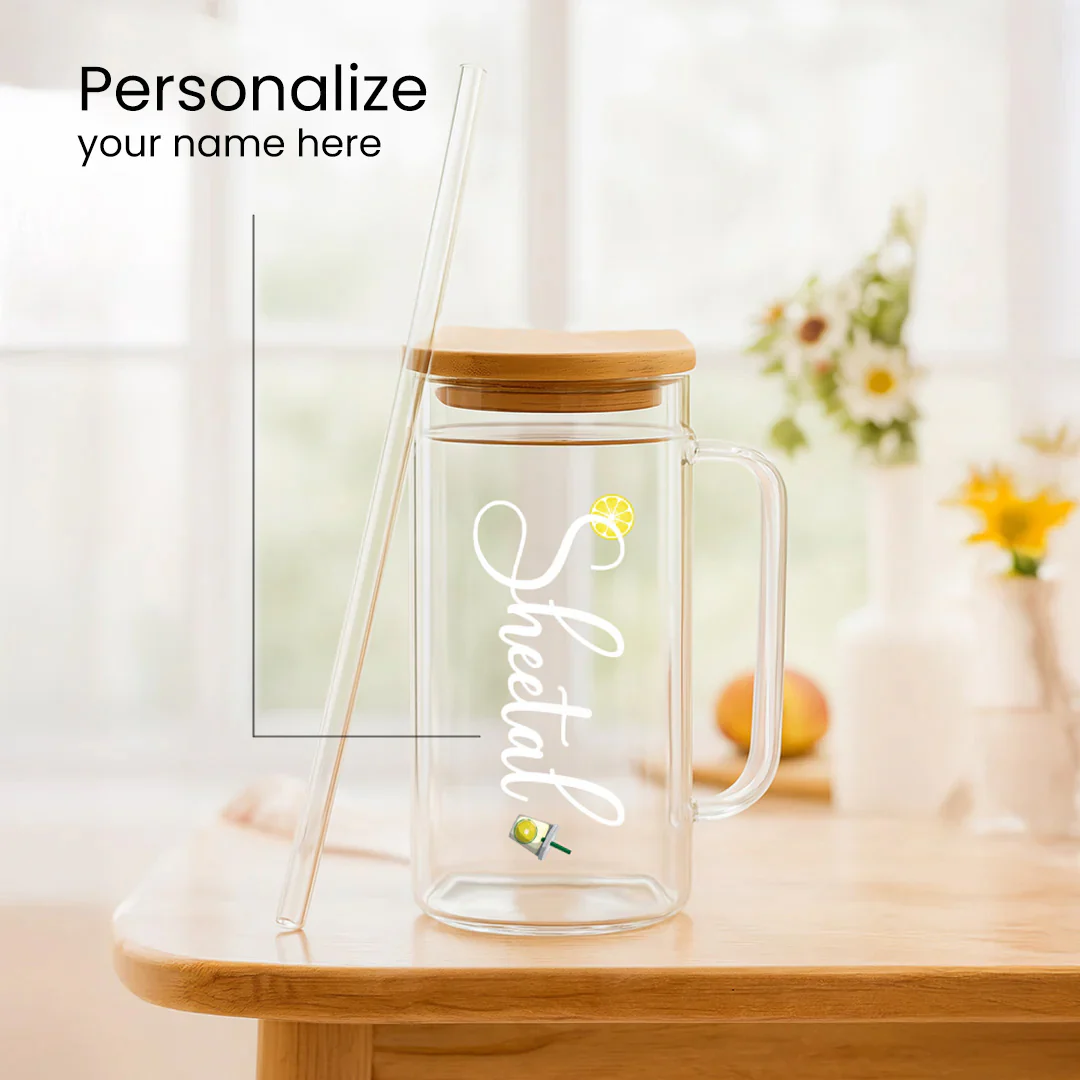 Glass Sipper Bottle with Straw - Image 2