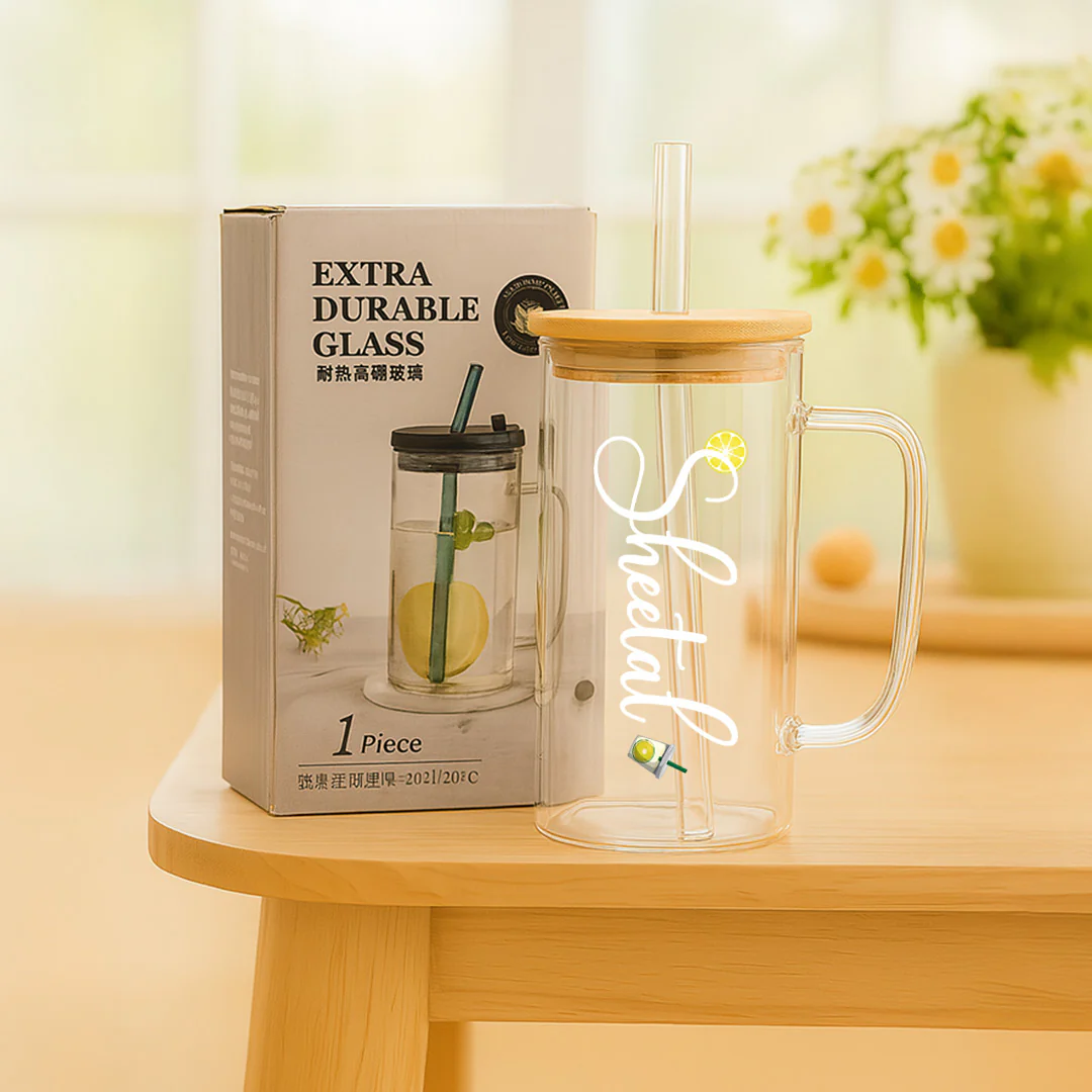 Glass Sipper Bottle with Straw - Image 4