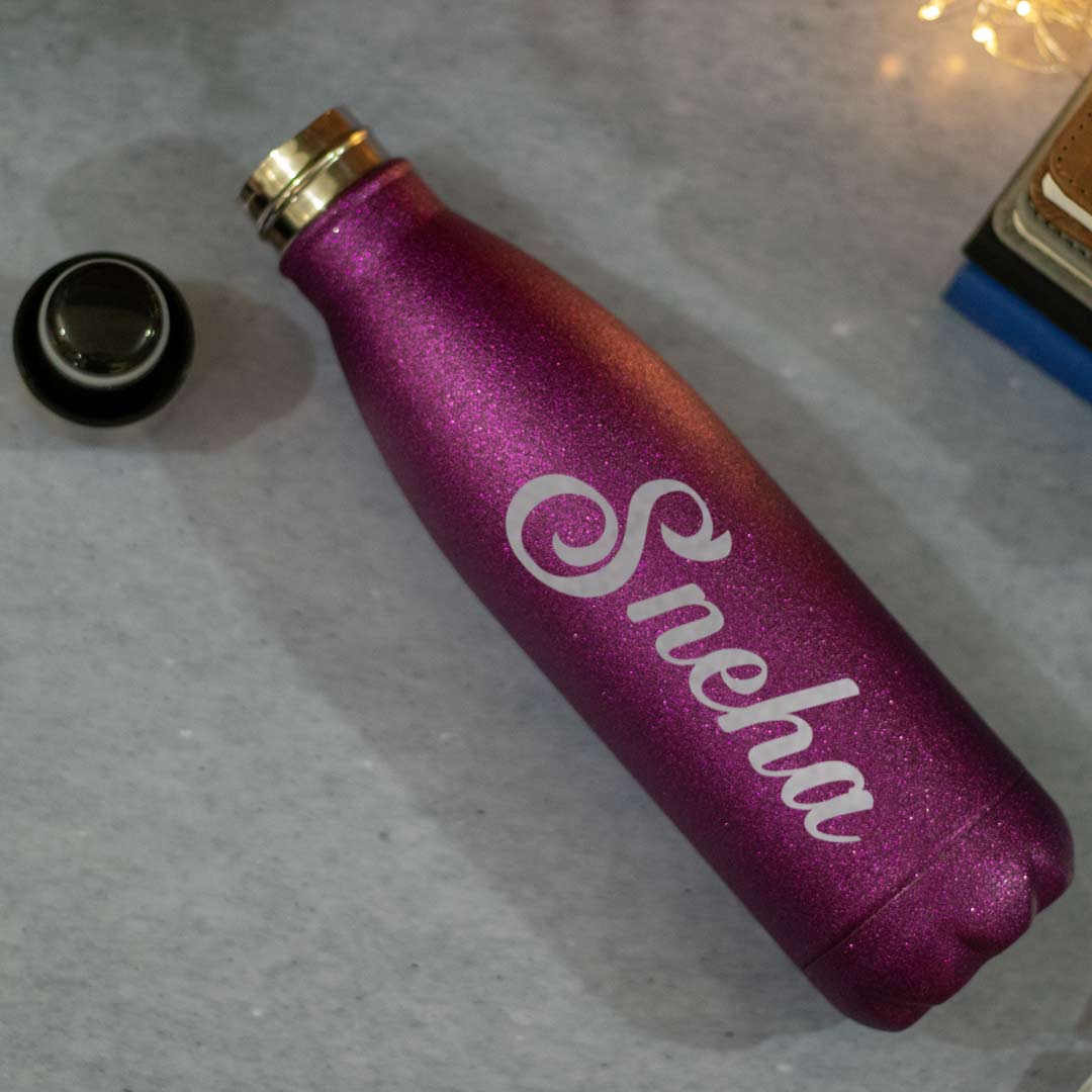 Glitter Finish Personalized Stainless Steel Water Bottle(500 ml) - Image 2