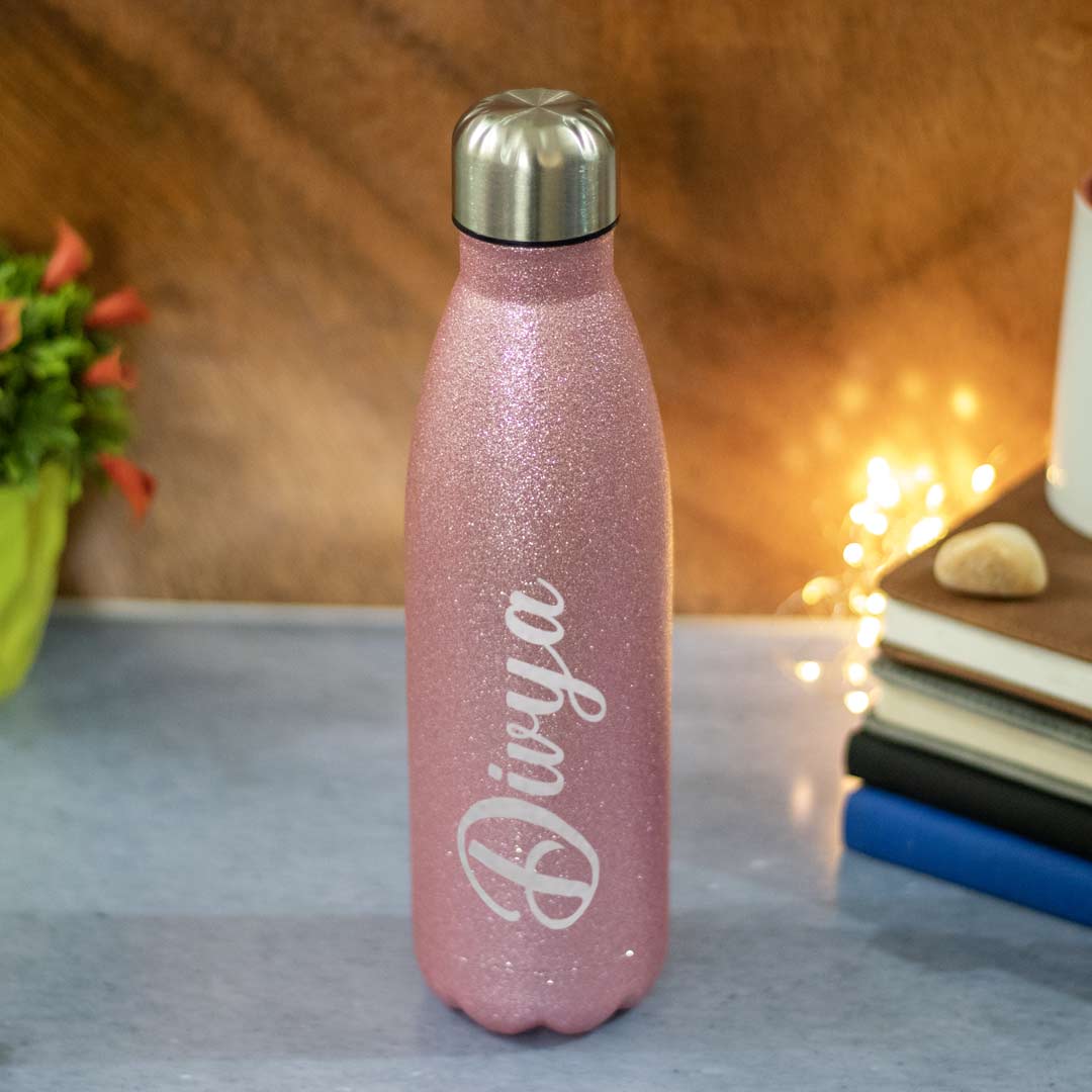 Glitter Finish Personalized Stainless Steel Water Bottle(500 ml) - Image 4