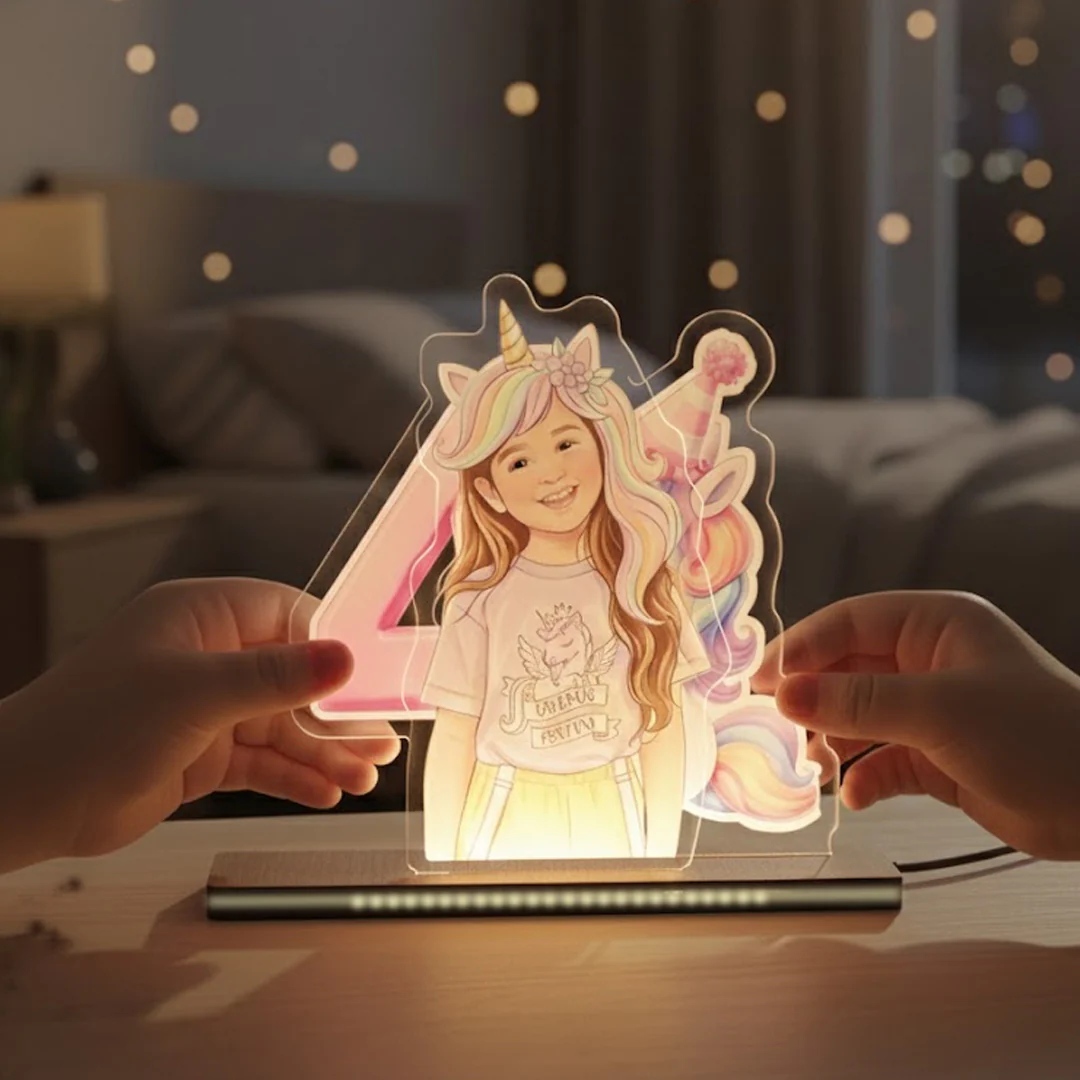 Glow Memories – Personalized Unicorn Acrylic LED Lamp (For Kids) - Image 8