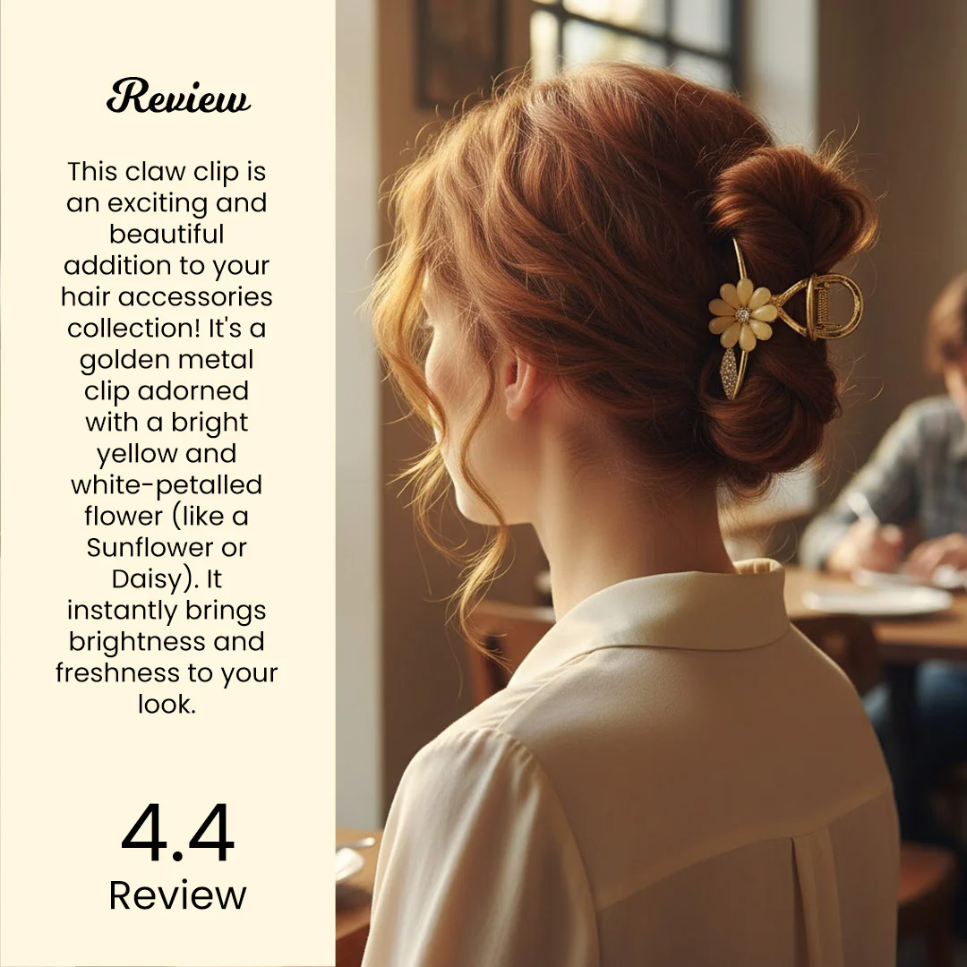 Golden Floral Hair Claw Clip – Elegant Daisy - Image 7