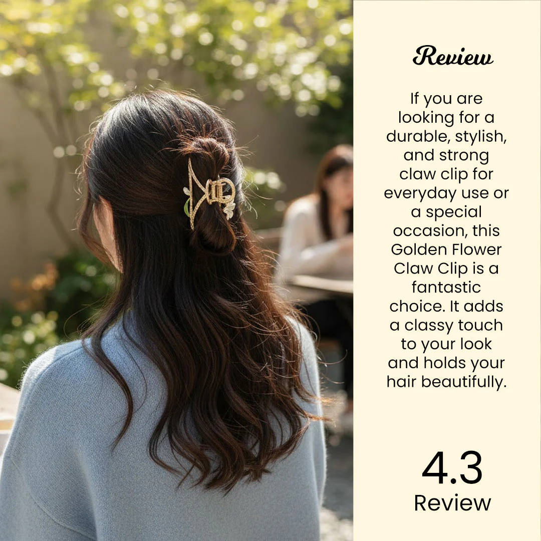 Golden Floral Hair Claw Clip for Women - Image 7