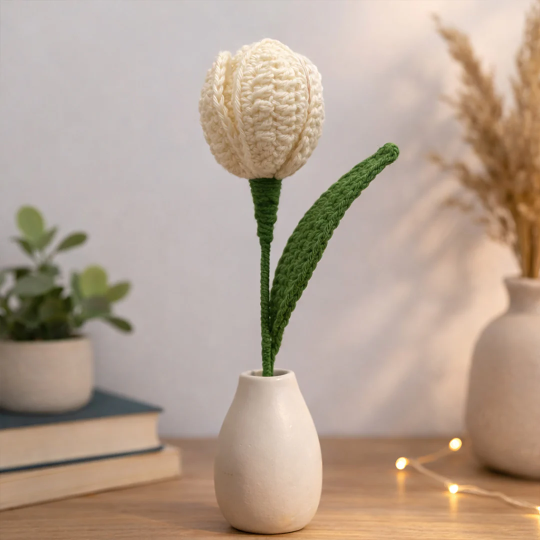 Handmade Crochet Tulip Heart Flower - Image 3