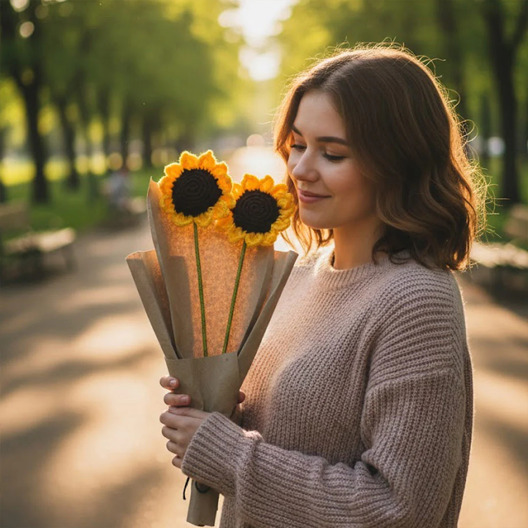 Handmade Sunflower Crochet Bouquet – Forever Flower Gift - Image 4
