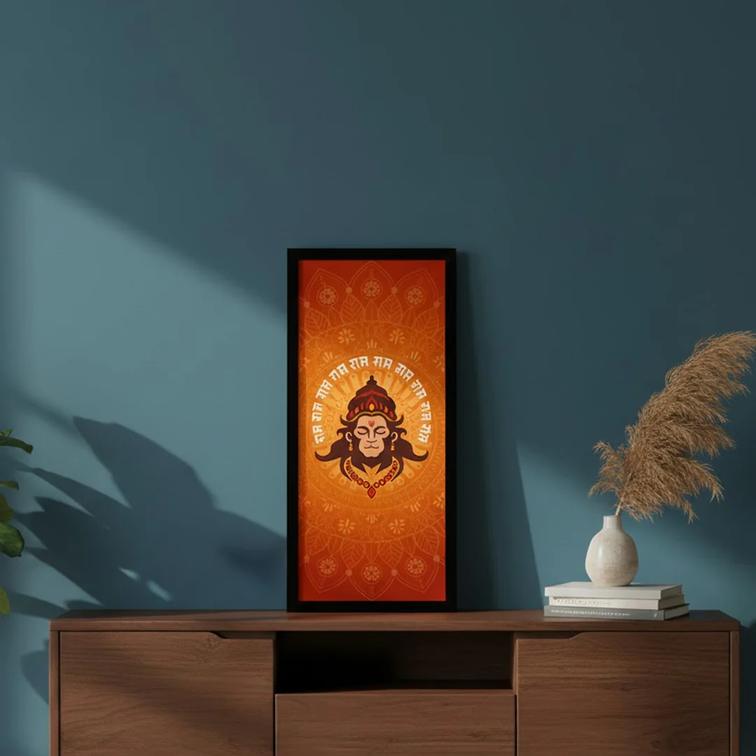 Hanuman Chhavi Wall Frame with Ram Mantra-18×8" - Image 5