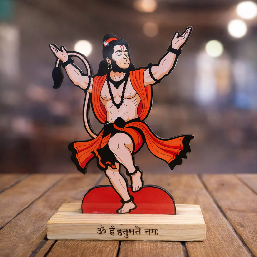 Hanuman Ji Woden Stand with Wooden Base – 8x6"