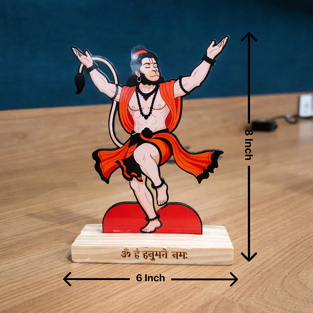 Hanuman Ji Woden Stand with Wooden Base – 8x6" - Image 2