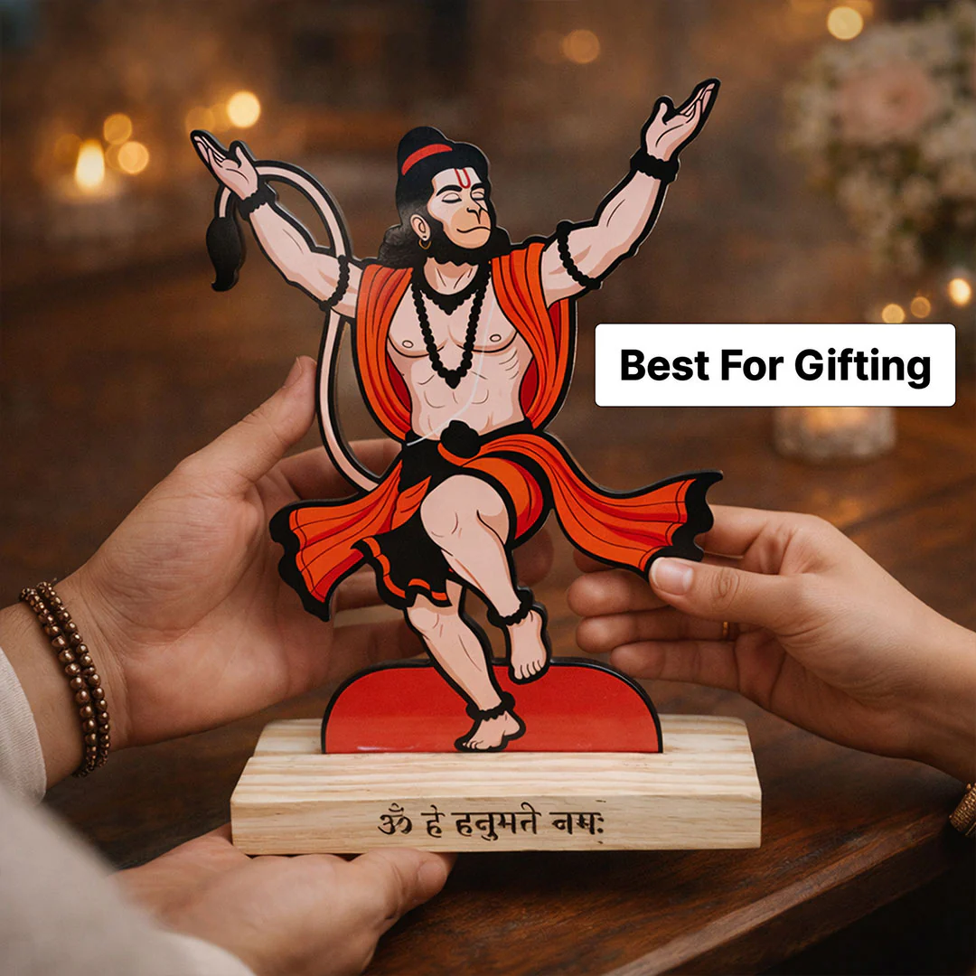 Hanuman Ji Woden Stand with Wooden Base – 8x6" - Image 4