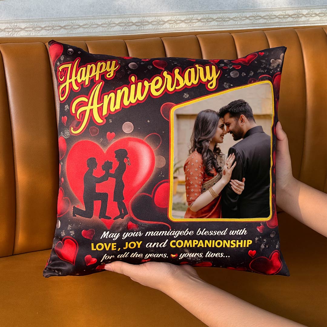 Happy Anniversary Cushion with Photo