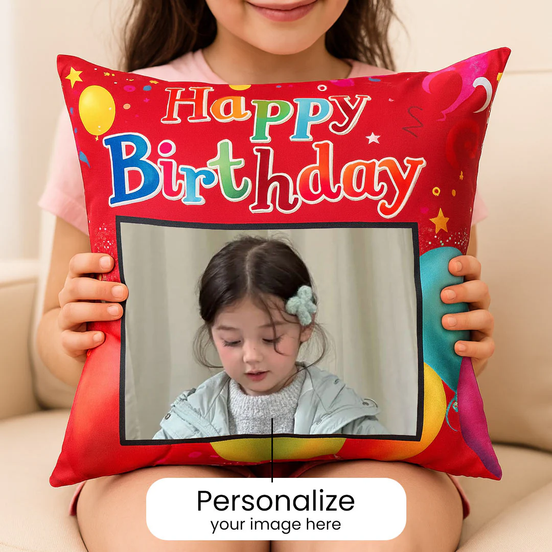 Happy Birthday Cushion with Photo - Image 2