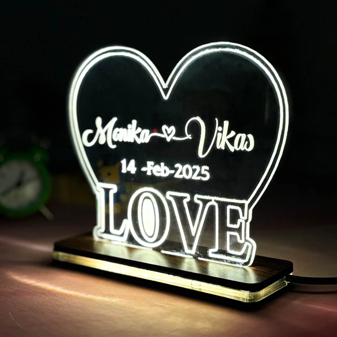 Heart-Shaped Acrylic Frame with Custom Name - Image 3