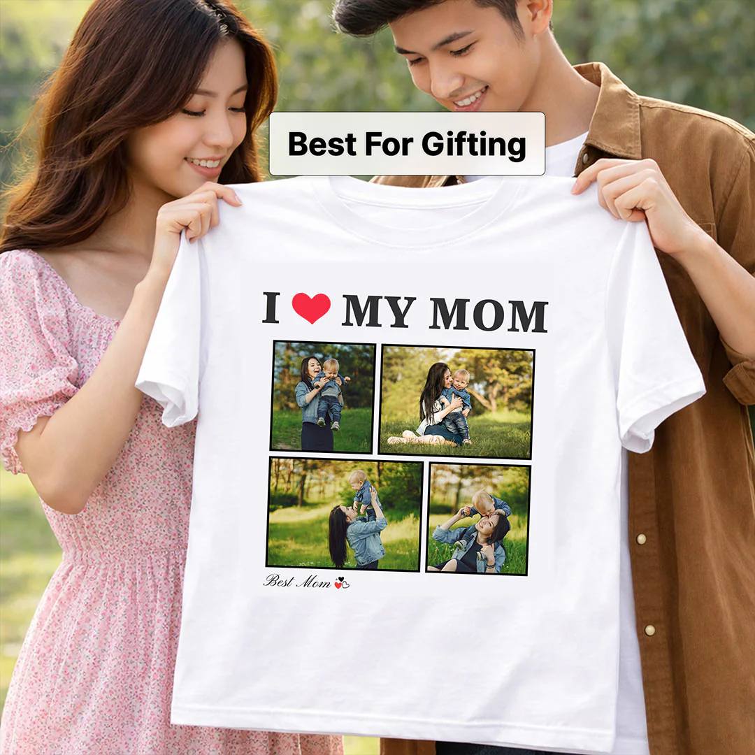I Love My Mom Personalized Photo Collage T-Shirt - Image 3