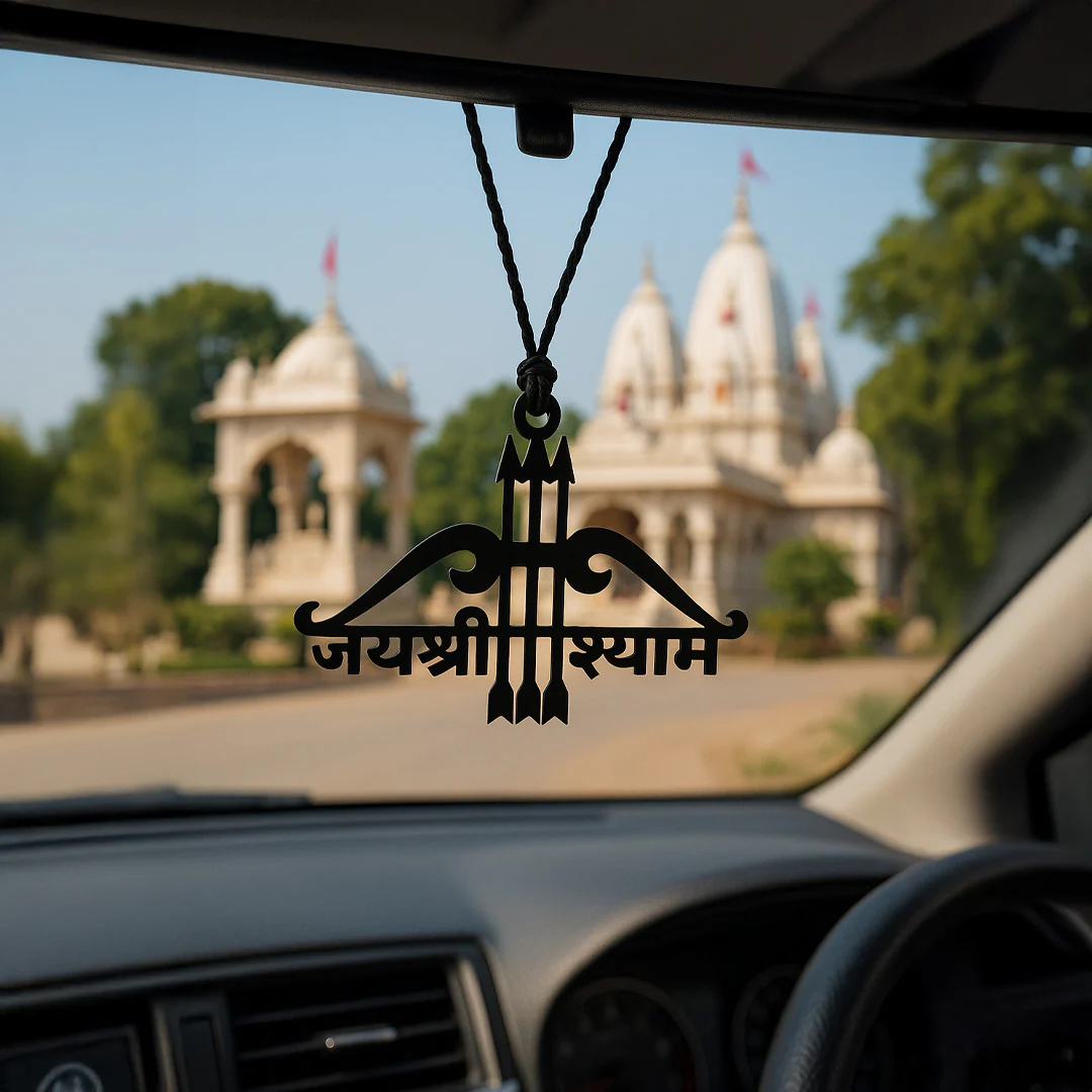 Jai Shree Shyam Teen Baan Car Hanger | 3×2" - Image 3