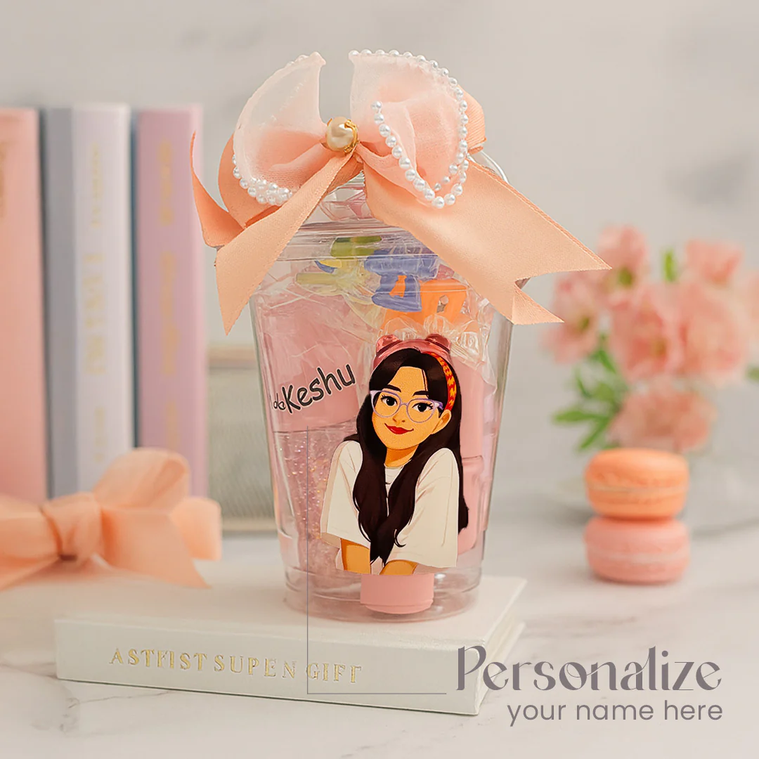 Kawaii Personalized Makeup & Accessory Cup-Peach - Image 2