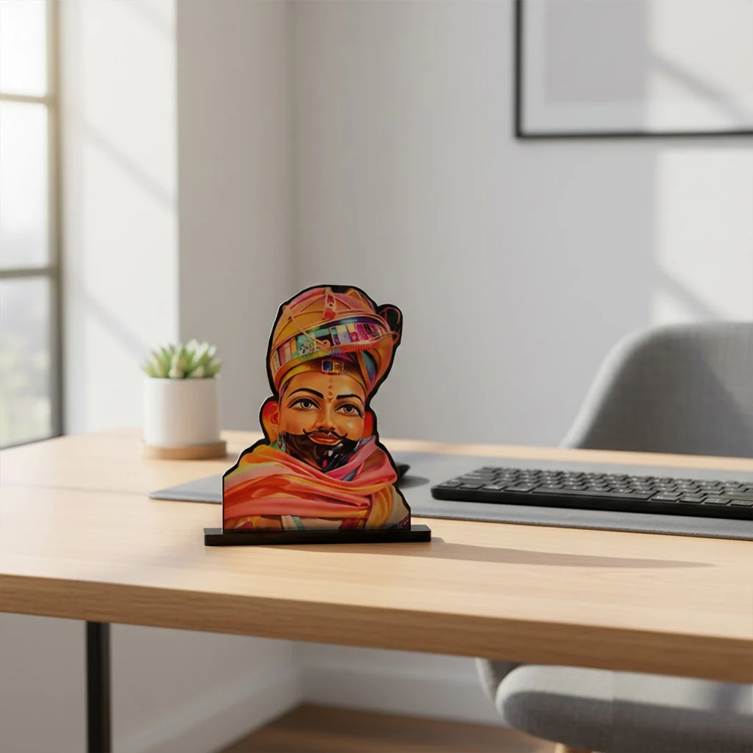 Khatu Shyam Ji Wooden Table-Top Stand (7×7”) - Image 4