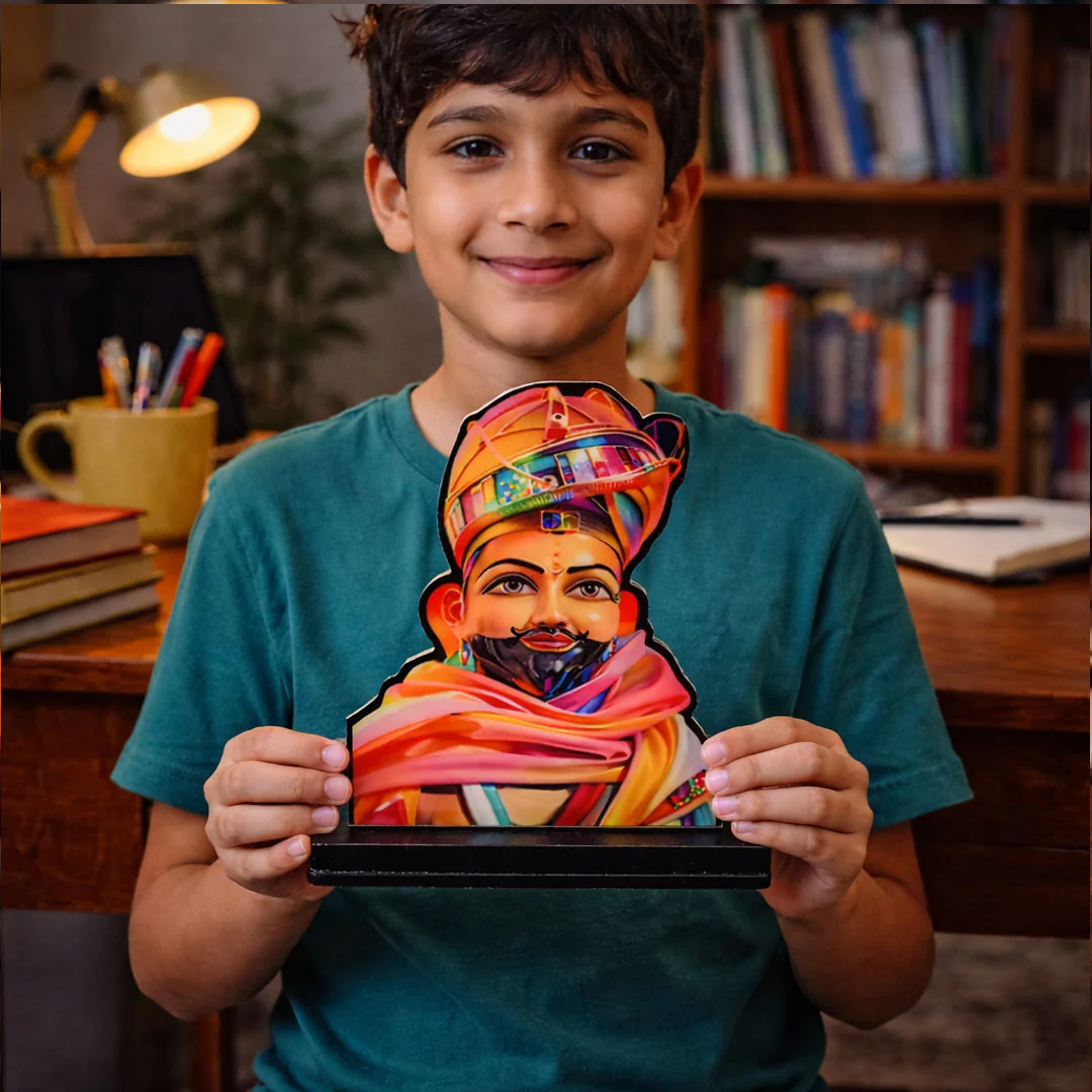 Khatu Shyam Ji Wooden Table-Top Stand (7×7”) - Image 7