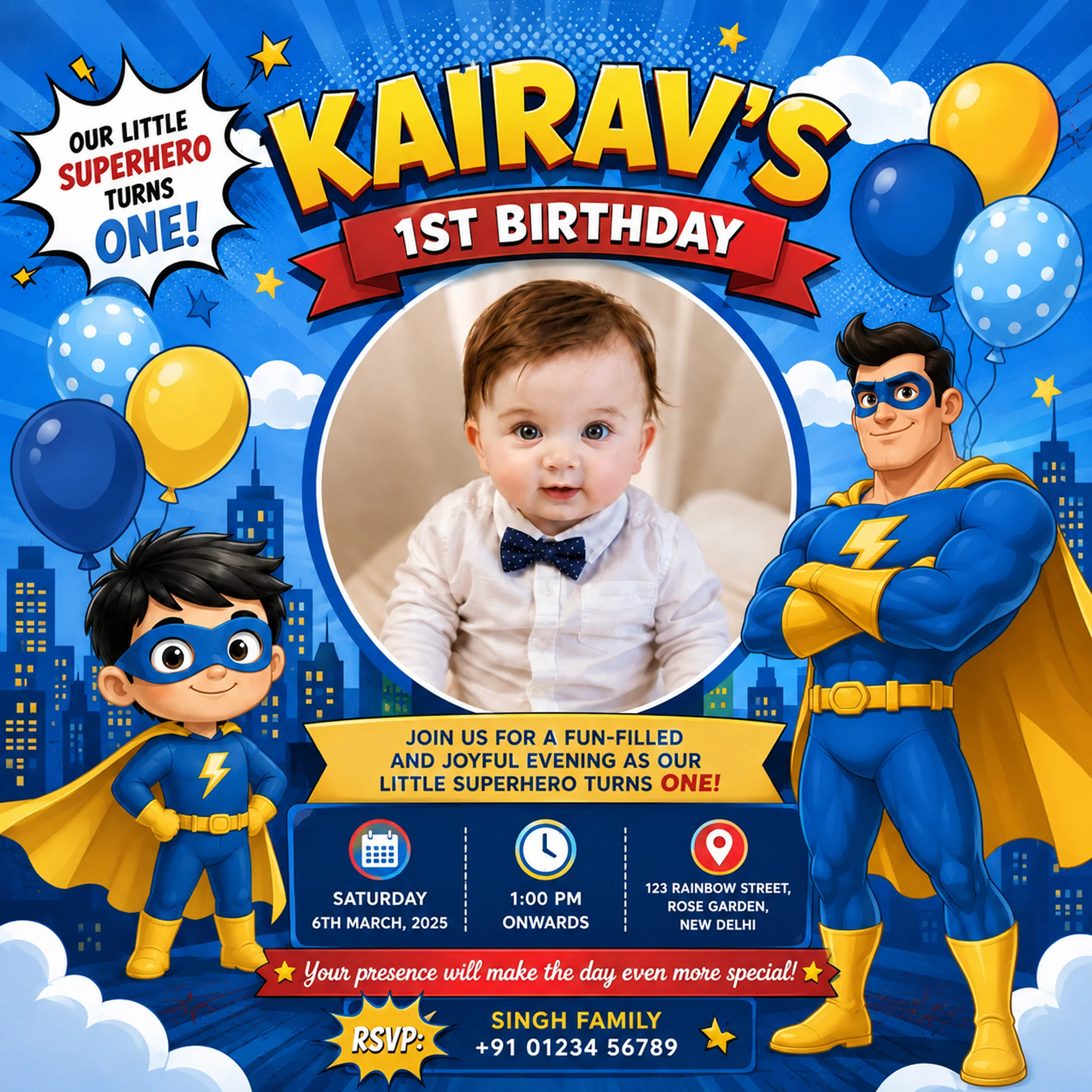 Kids Birthday Party E-Invite for Baby Boys & Girls | Digital Birthday Invitation Card - Image 6